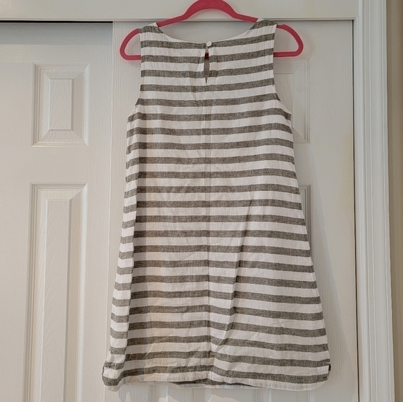 BeachLunchLounge Olive Green Striped Linen Dress XS - Picture 5 of 10